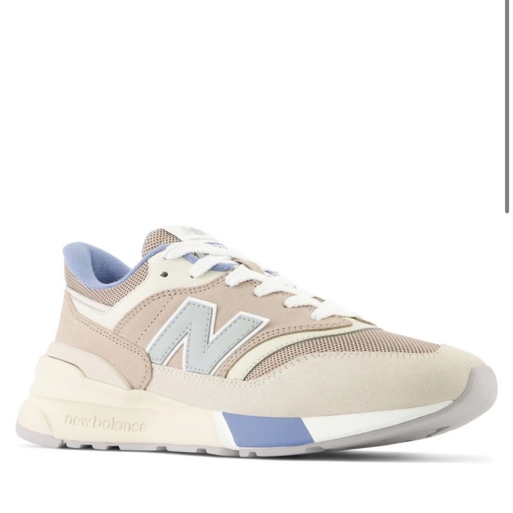 New Balance Beige and Blue Sneakers